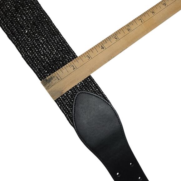 Ralph Lauren Black Statement Belt Leather Buckle Womens XS Stretch NEW 2.5\
